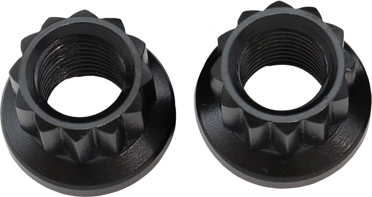 Aeroflow 12-Point Nuts, Chrome Moly Black Oxide, 2-Pack 3/8"-24 Thread, .615" O.D, 7/16" Socket