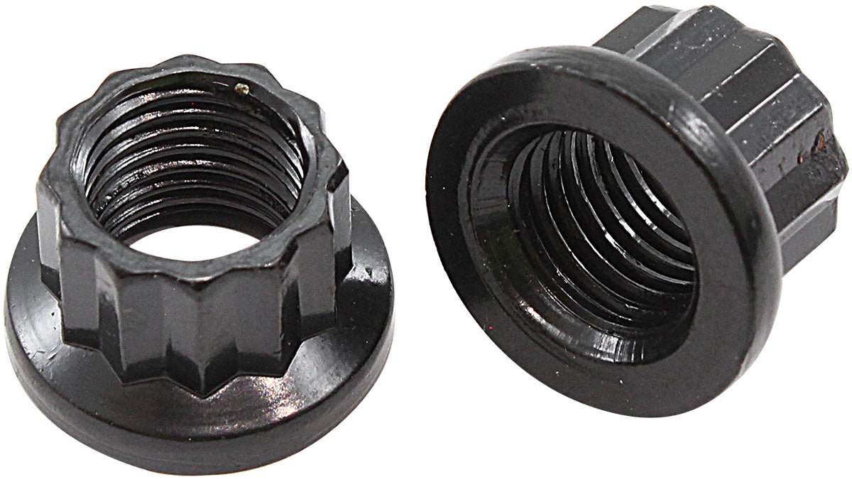 Aeroflow 12-Point Nuts, Chrome Moly Black Oxide, 2-Pack 7/16"-20 Thread, .720" O.D, 1/2" Socket