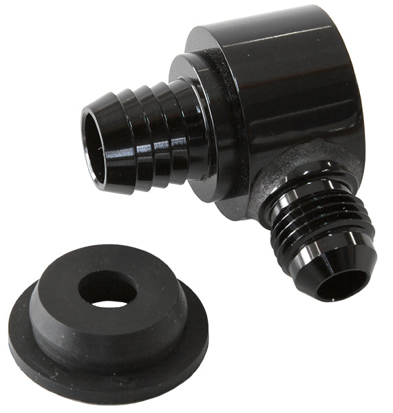 Universal Billet Brake Booster Valve with -6AN Black Finish.