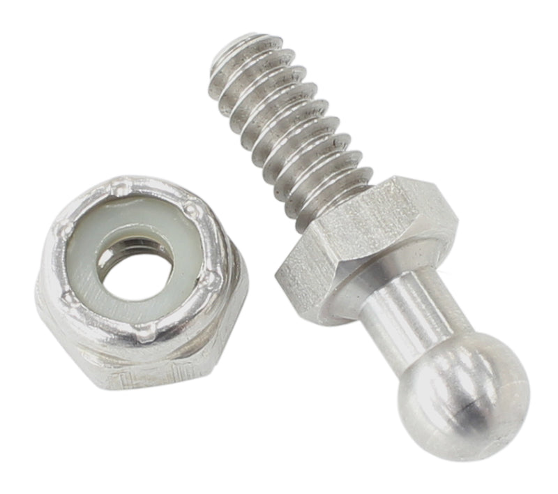 Carburettor Linkage Throttle Ball Stainless Steel, Thread size 10-24 UNC with 3/8" hex nut. Nyloc nut included
