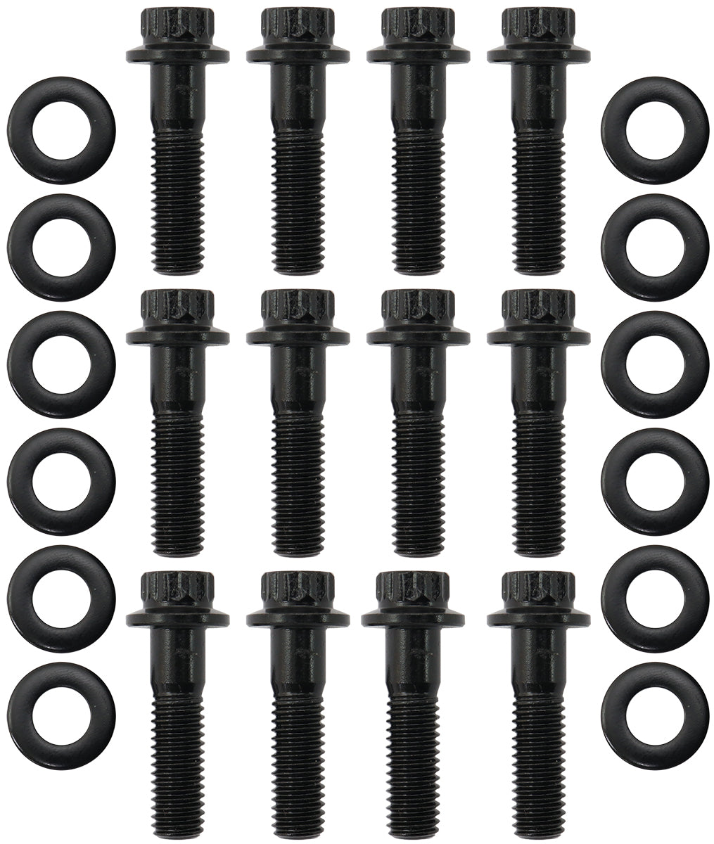 GM LS Header Bolts M8 x 1.25mm, 1.181" (30mm) UHL - Black Finish 12 Point Head, 8740 Material, Sold as a Pack of 12