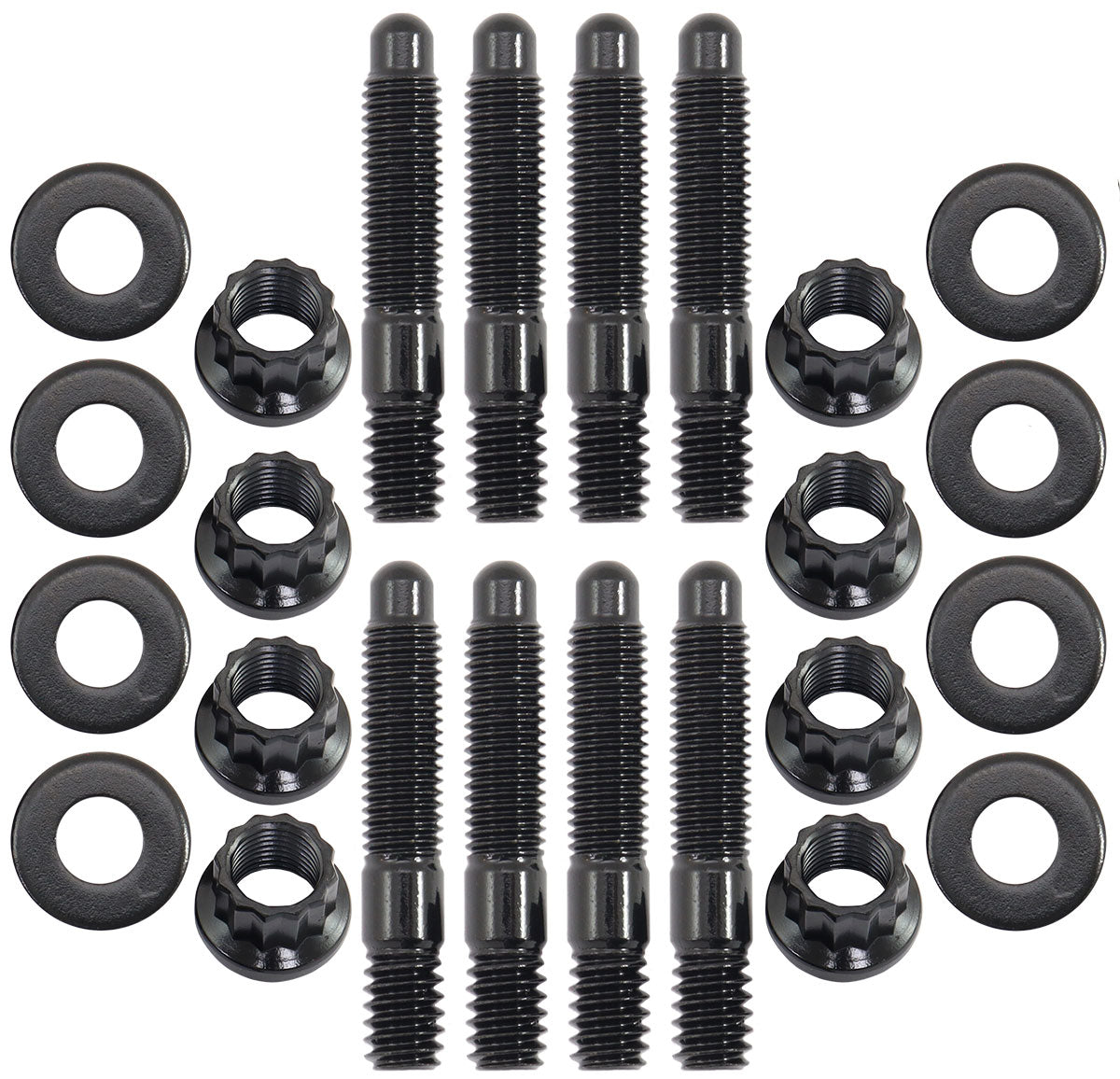 Universal Valve Cover Stud Kit 1/4-20" OAL 1.50", Pack of 8 - Black Finish 12 PointNuts, 8740 Material