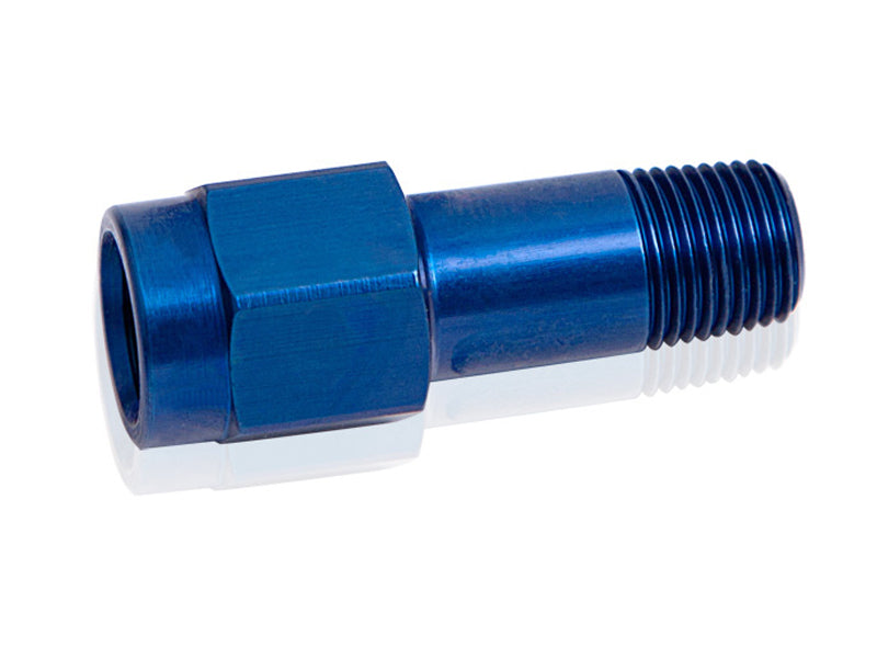 NPT Male-Female Extension 1/4" Blue Finish. Extension Length is 1-1/2"