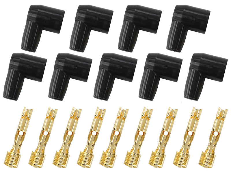 Xpro Silicone 90° Socket Style Distributor/Coil Boots & Terminals Black, set of 9