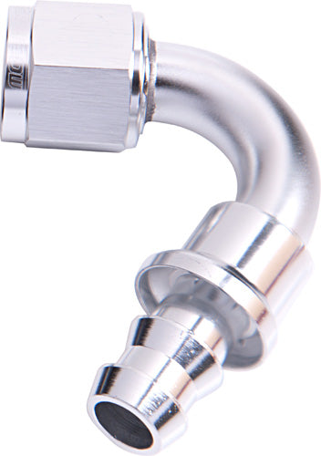 400 Series Push Lock 120° Hose End -4AN Silver Finish. Suits 400 & 500 Series Hose