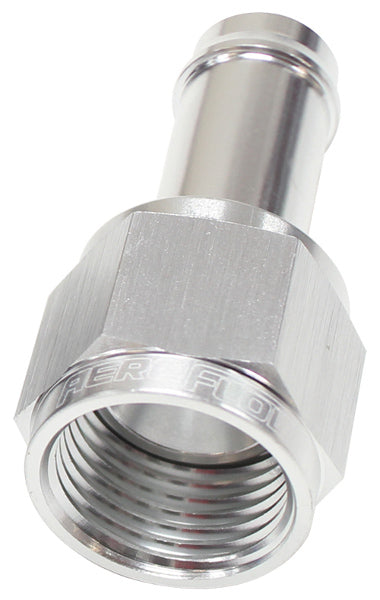 Aeroflow Straight -20AN Female to 1-1/2" (38mm) Male Barb Hose Fitting Silver Finish