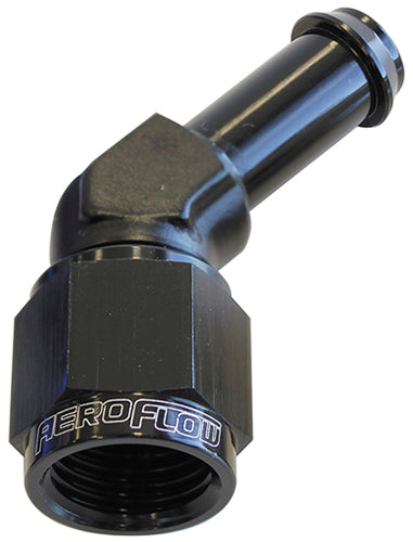45° Hose Barb 3/8" to -6AN Black Finish
