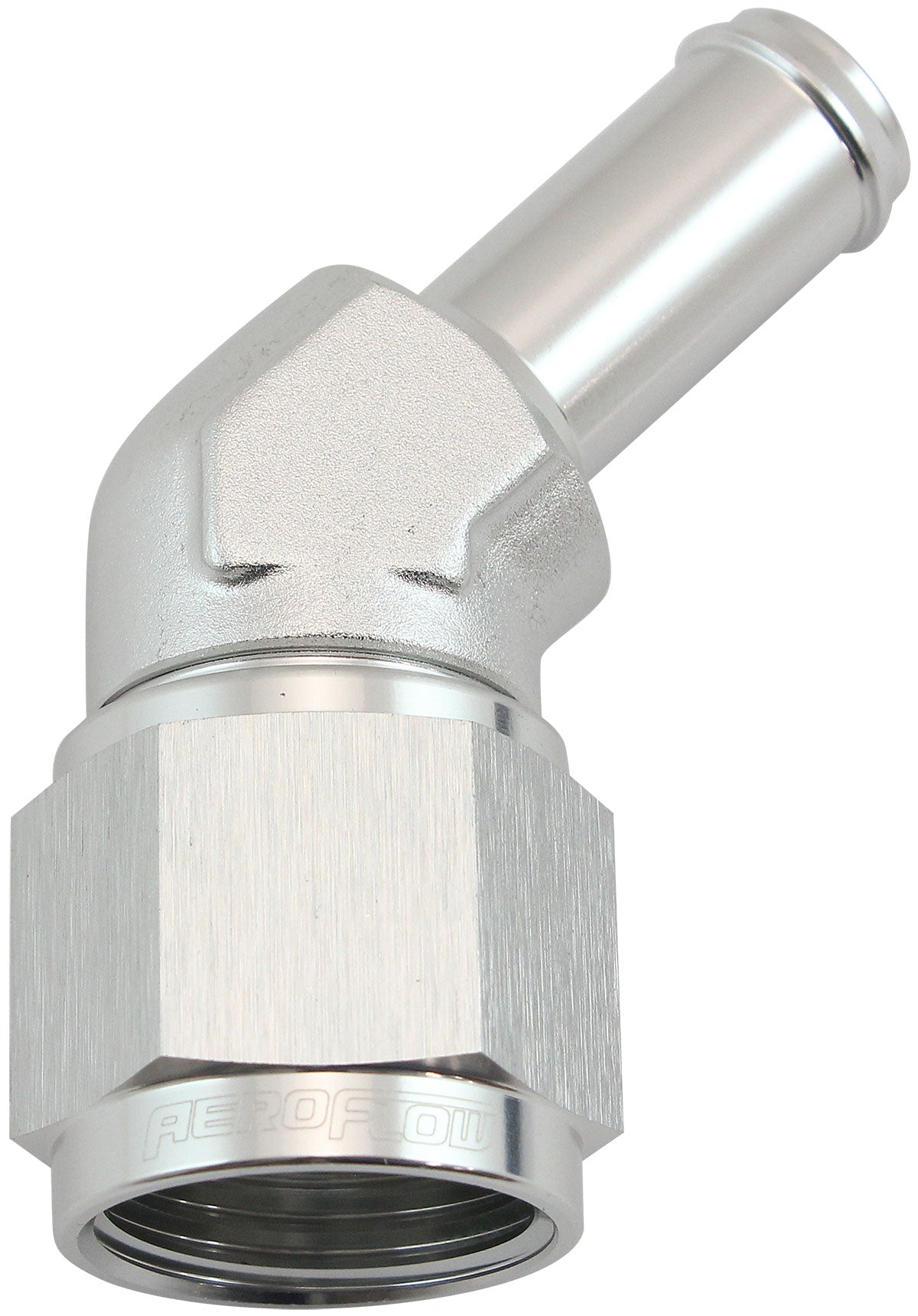 45° Hose Barb 1/2" to -10AN Silver Finish