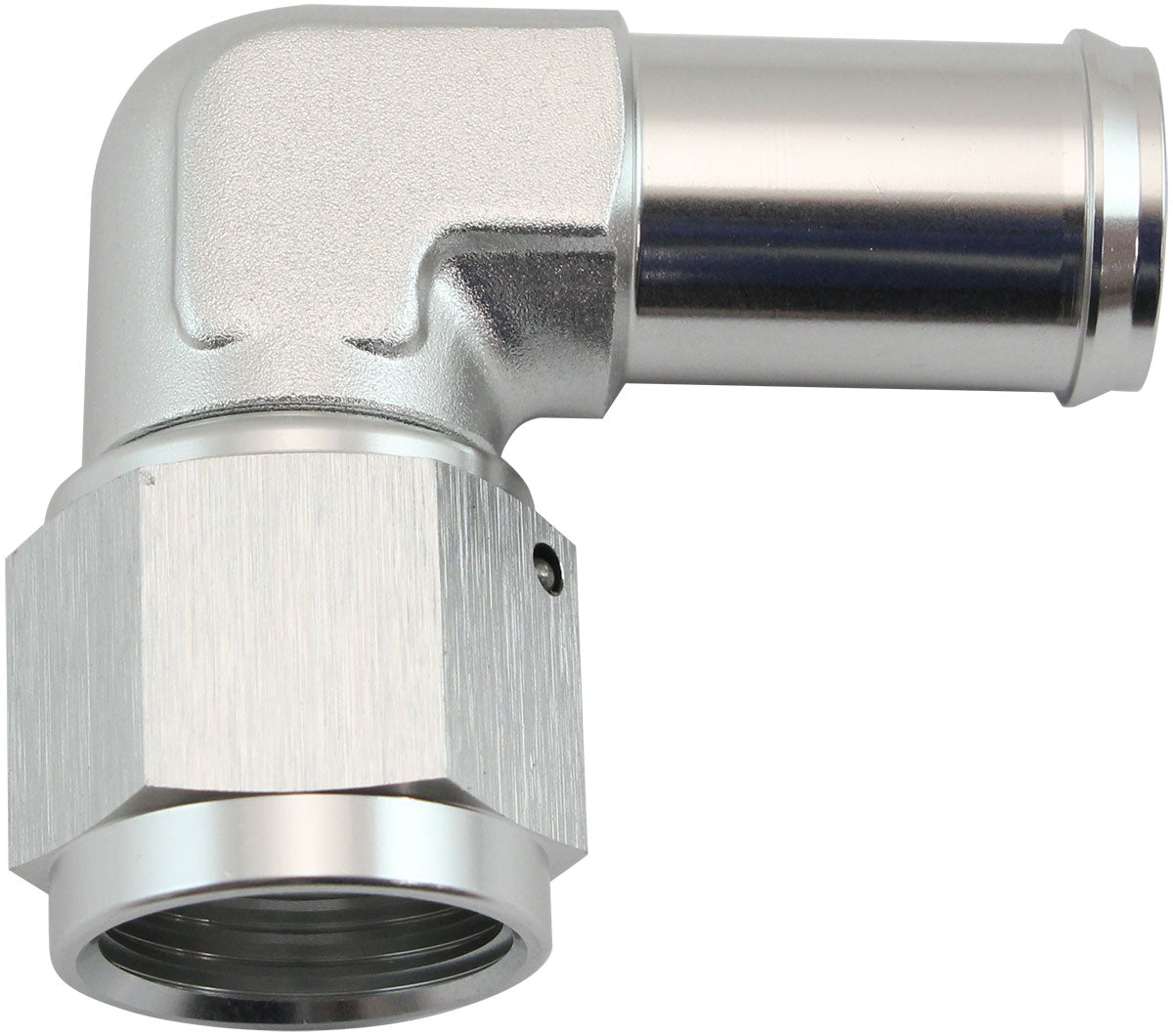 90° Hose Barb 5/8" to -8AN Silver Finish