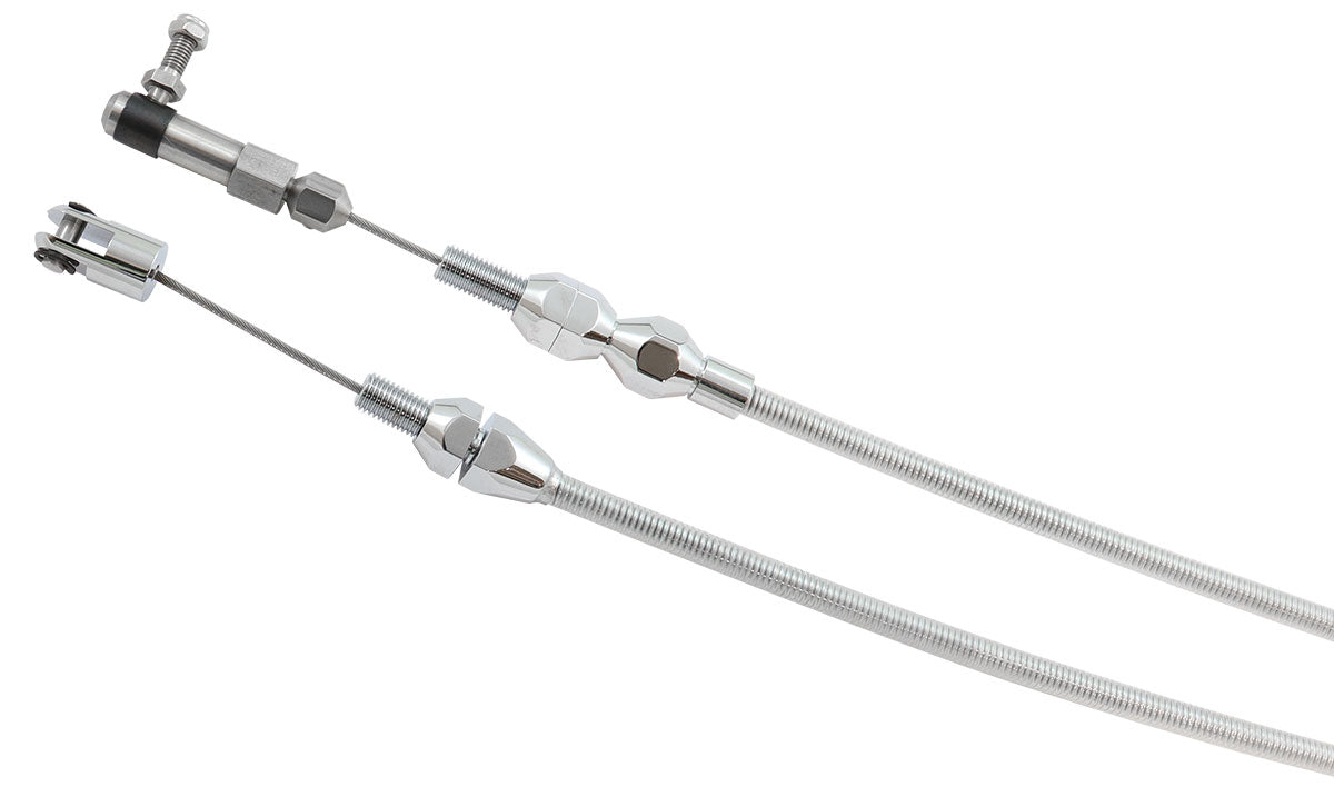 Aeroflow Heavy Duty Universal Throttle Cable - Silver Cover with Chrome Cable Ends 24" (61cm) Long