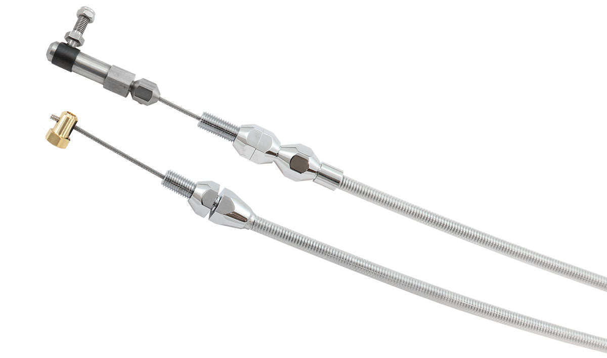 Aeroflow Heavy Duty GM LS Throttle Cable - Silver Cover with Chrome Cable Ends 36" (91cm) Long