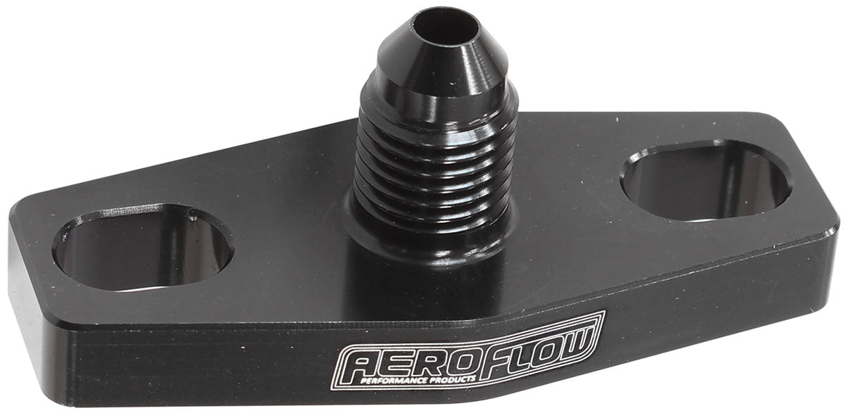 Turbo Oil Feed Adapter -4AN, 38-44mm Hole Centres. Black Finish.