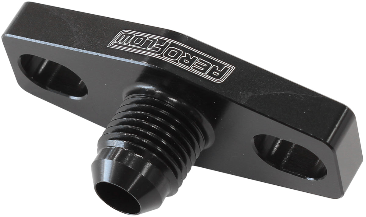 Turbo Oil Feed Adapter -6AN, 38-44mm Hole Centres. Black Finish