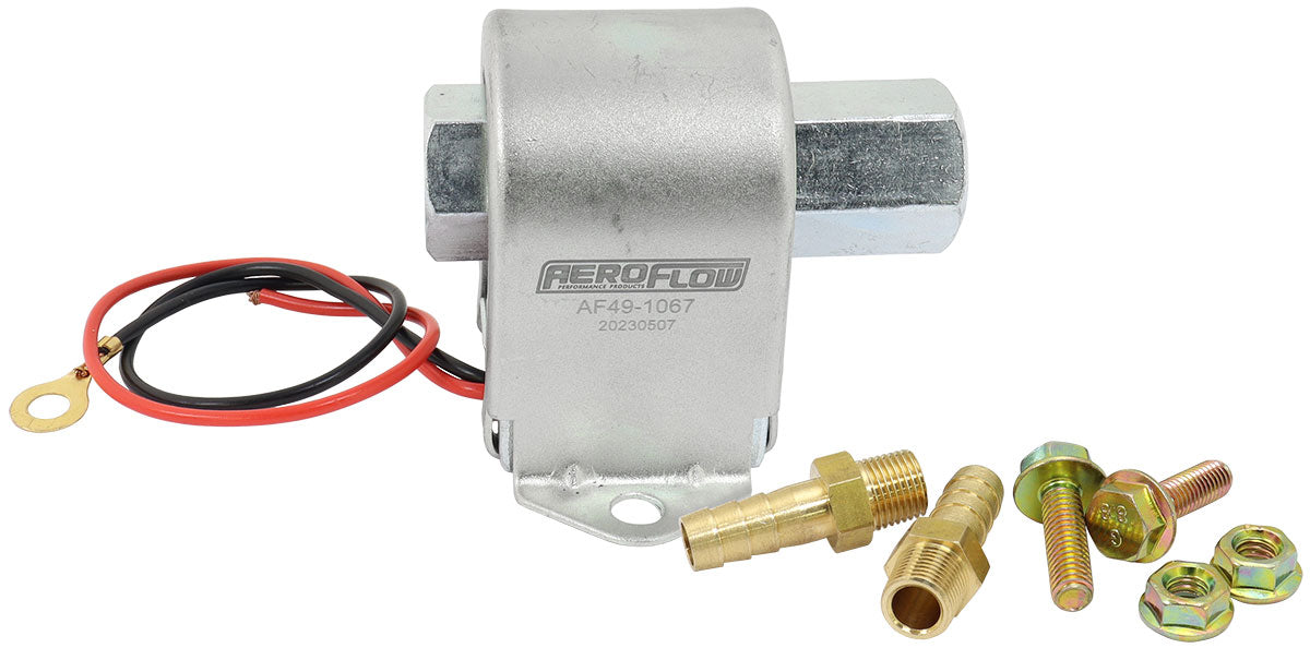 Aeroflow Super Low Pressure In-Line (Facet) Carburettor Fuel Pump 25 GPH @ 4 Psi, 1/8" NPT Inlet/Outlet, Metal Body