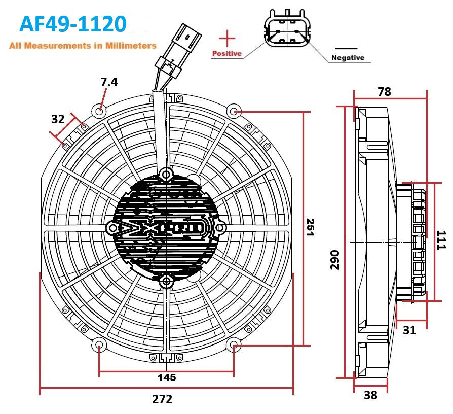Aeroflow 10" Brushless Electric Fan, Puller Type with Curved Blades 1500 CFM Rating. Non Reversable