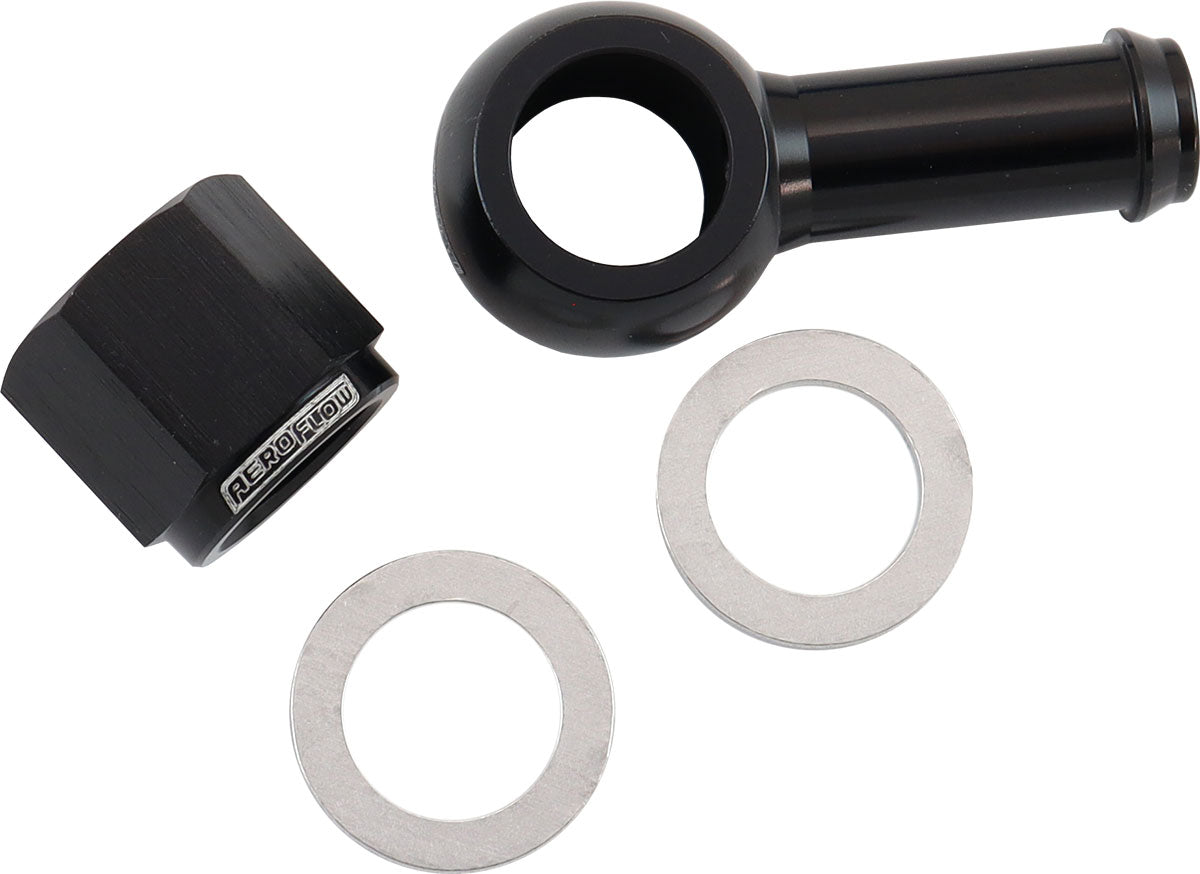 90° Fuel Pump Banjo Kit - Black 3/8" Barb Banjo Fitting & Cap