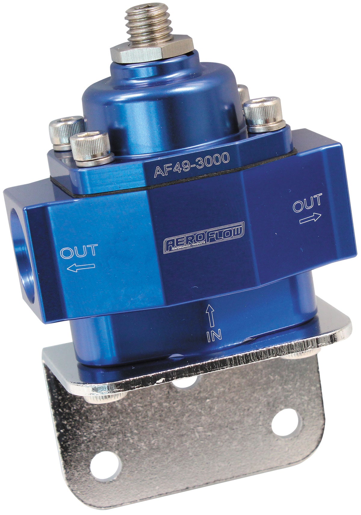 Billet 2-Port Fuel Pressure Regulator with -8 ORB Ports Blue Finish. 4.5-9 psi Adjustable