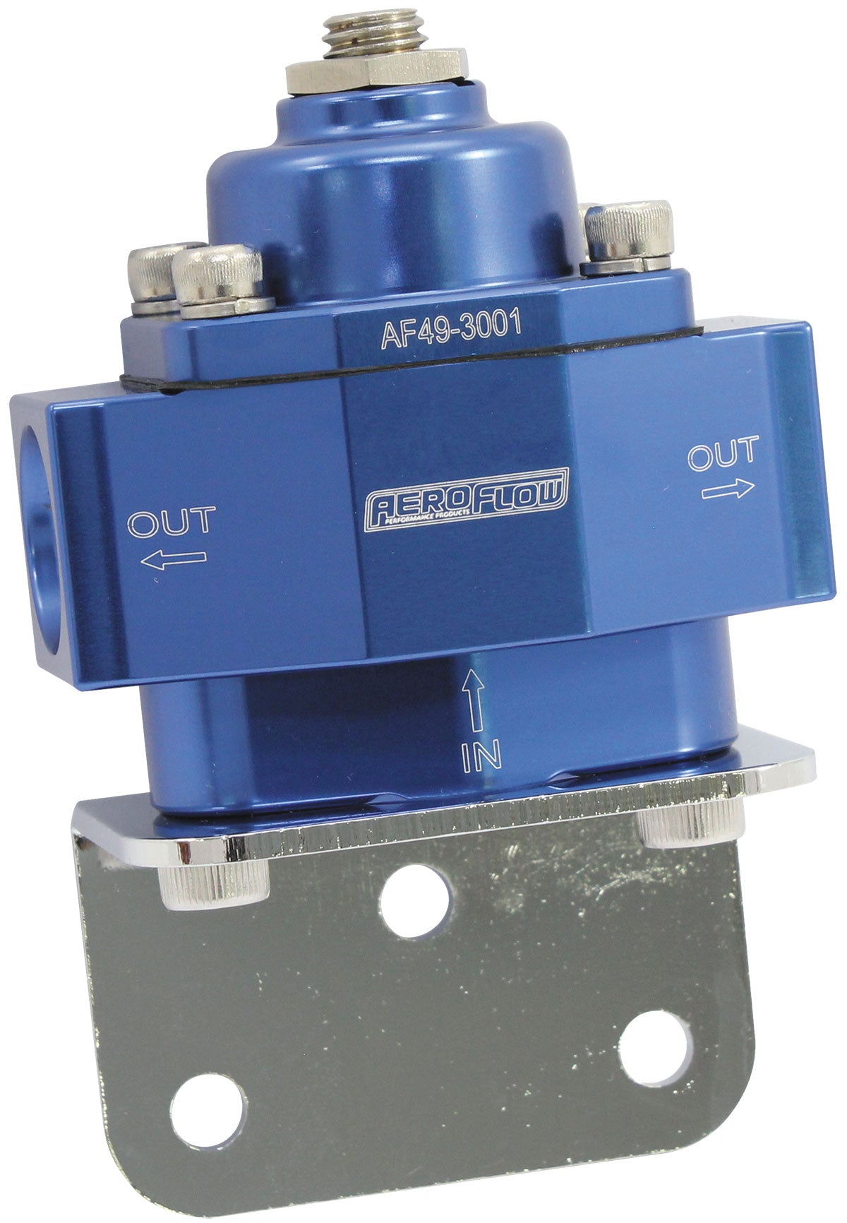 Aeroflow Billet 2-Port Fuel Pressure Regulator with -8 ORB Ports Blue Finish. 1-11 psi Adjustable