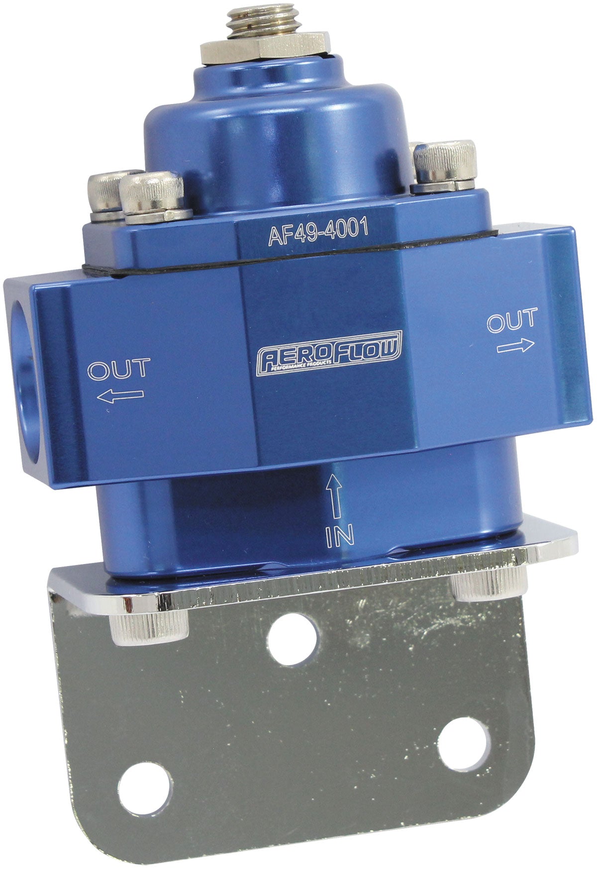 Aeroflow Billet 2-Port Fuel Pressure Regulator with 3/8" NPT Ports Blue Finish. 1-11 psi Adjustable