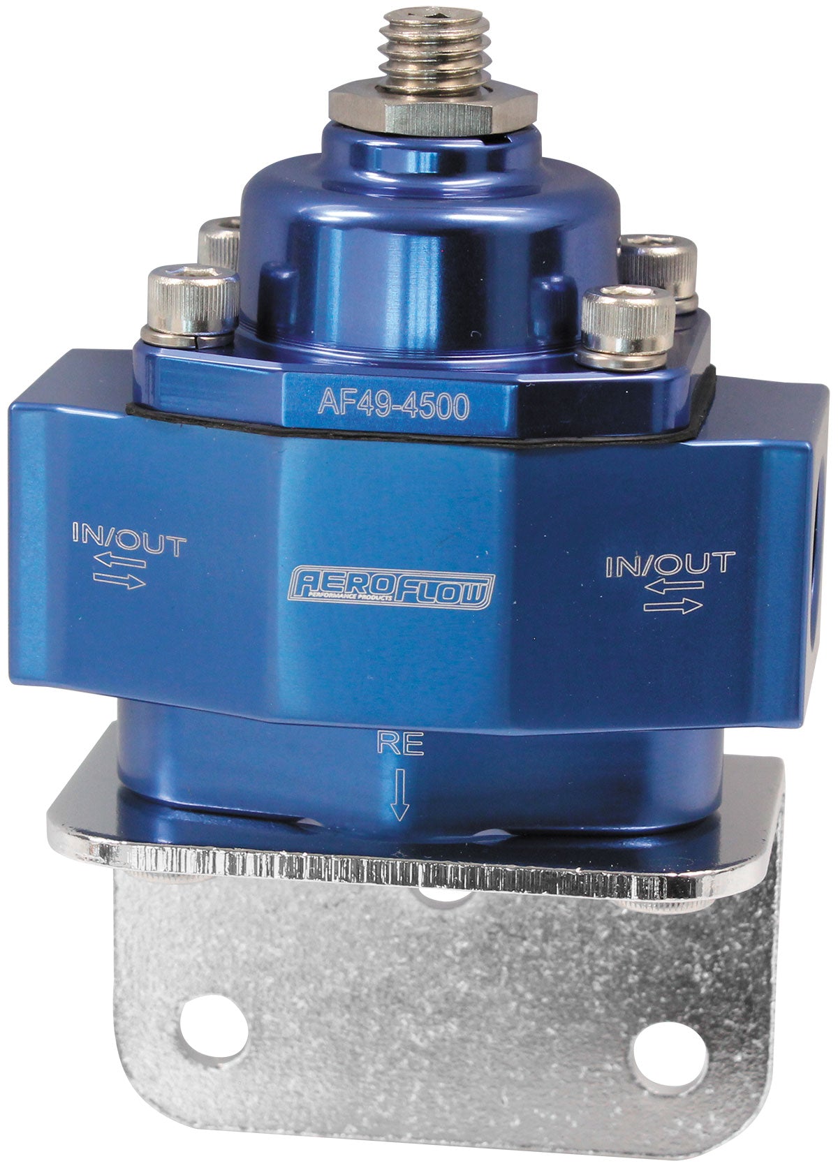 Aeroflow Bypass Adjustable Fuel Pressure Regulator, Blue 4.5-9 psi Adjustable. 3/8" NPT Ports with Bottom Return