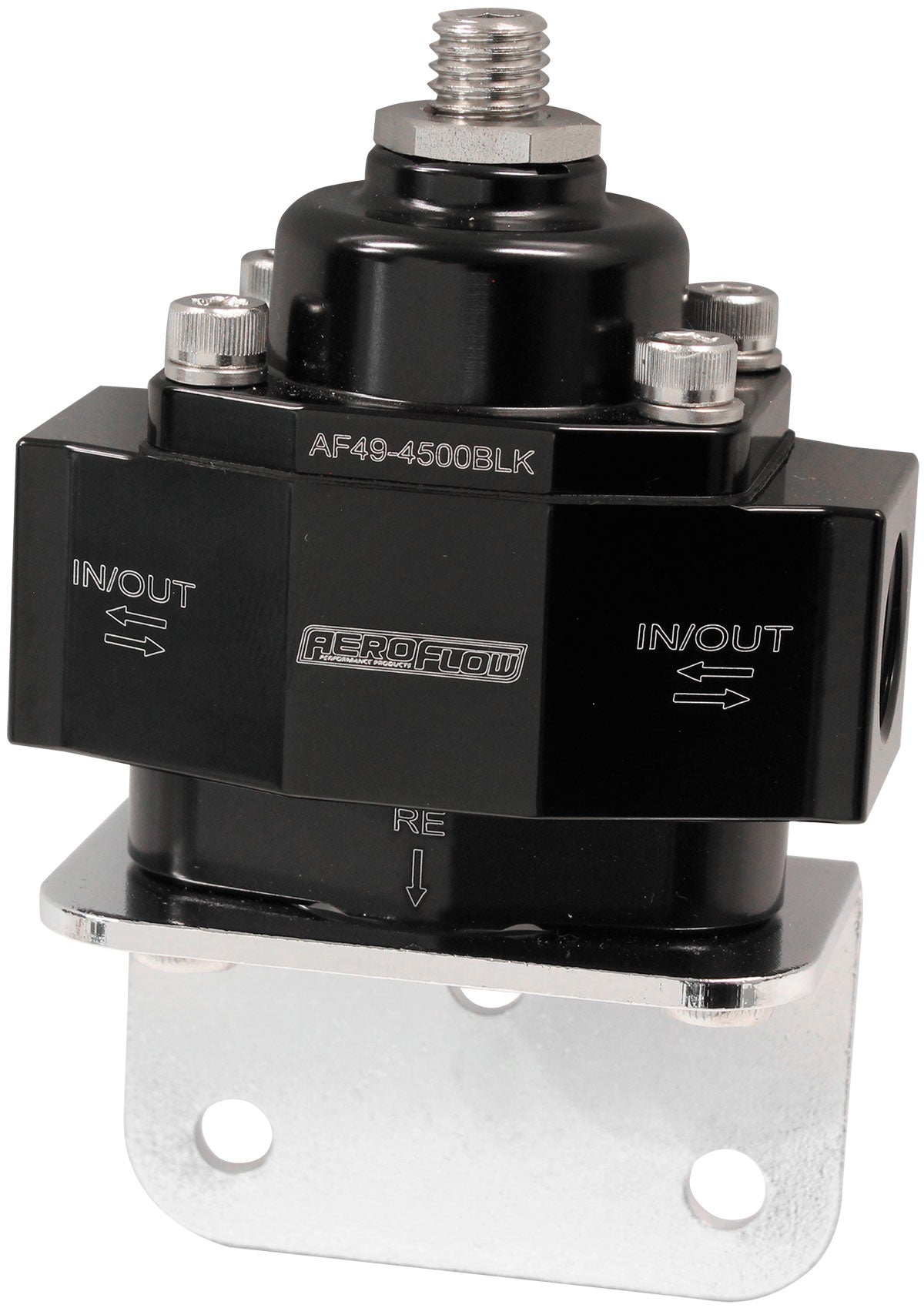 Aeroflow Bypass Adjustable Fuel Pressure Regulator, Black 4.5-9 psi Adjustable. 3/8" NPT Ports with Bottom Return