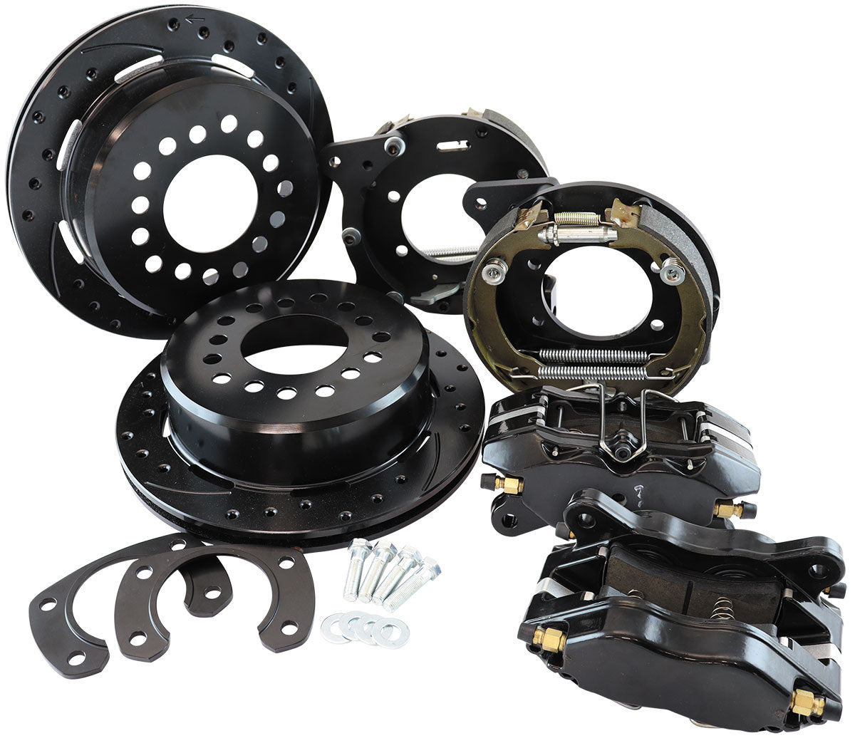 Aeroflow Ford 9" Rear Disc Brake Kit Features Internal Handbrake Shoes