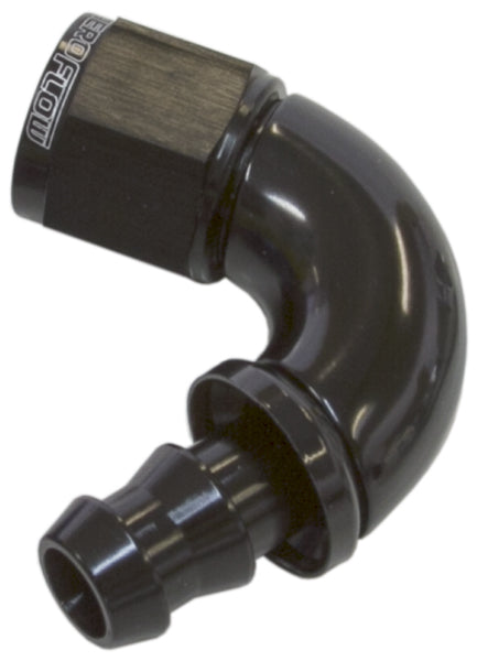 510 Series Full Flow Tight Radius Push Lock 120° Hose End -12AN Black Finish. Suits 400 & 500 Series Hose