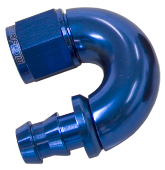 510 Series Full Flow Tight Radius Push Lock 180° Hose End -12AN Blue Finish. Suits 400 & 500 Series Hose
