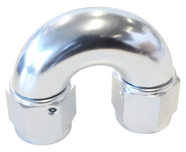 180° Full Flow Female Coupler -8AN Silver Finish