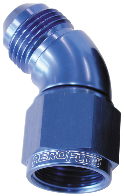 45° Full Flow Female/Male Flare Swivel -4AN Blue Finish