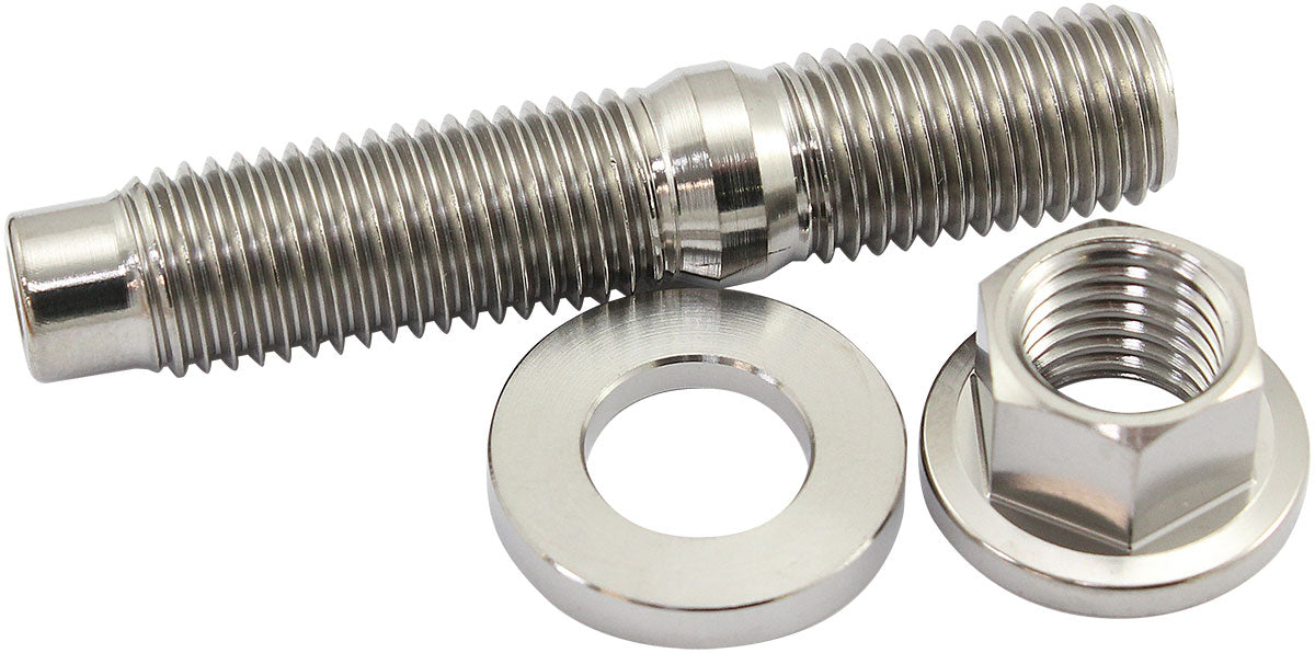Aeroflow M10 x 1.25mm Titanium Stud, Hex Nut and Washer Kit Sold as One Stud, One Flat Washer and One 6 Point Hex Nut