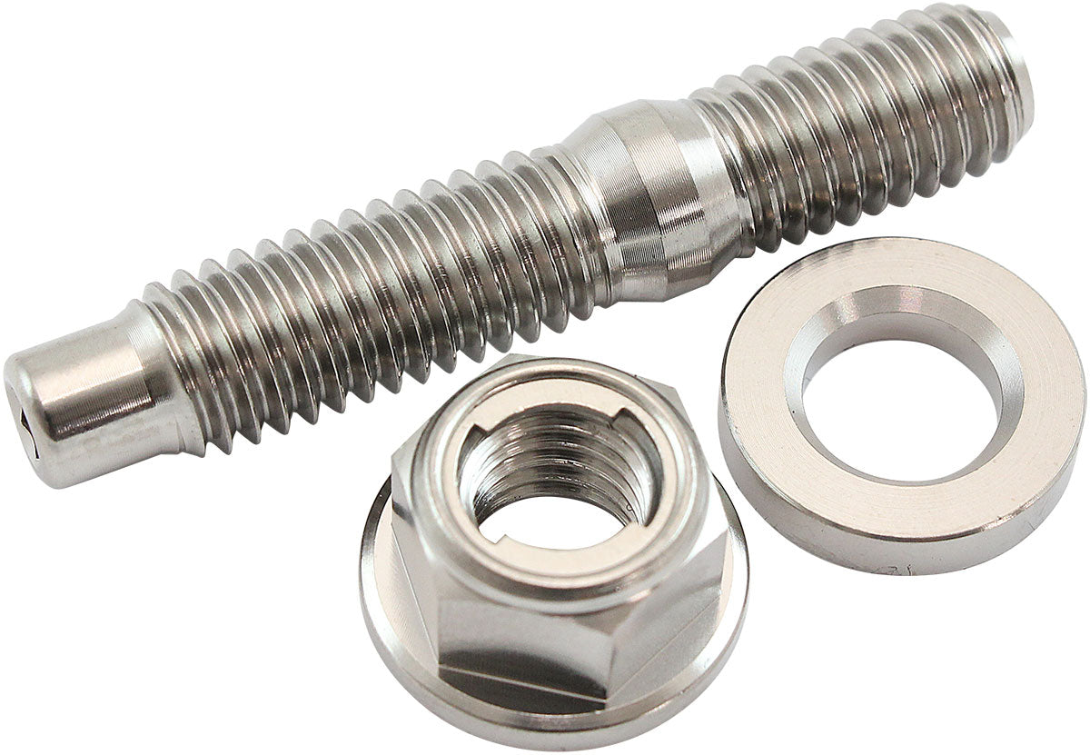 Aeroflow M8 x 1.25mm Titanium Stud, Hex Locking Nut and Washer Kit Sold as One Stud, One Flat Washer and One 6 Point Hex Locking Nut