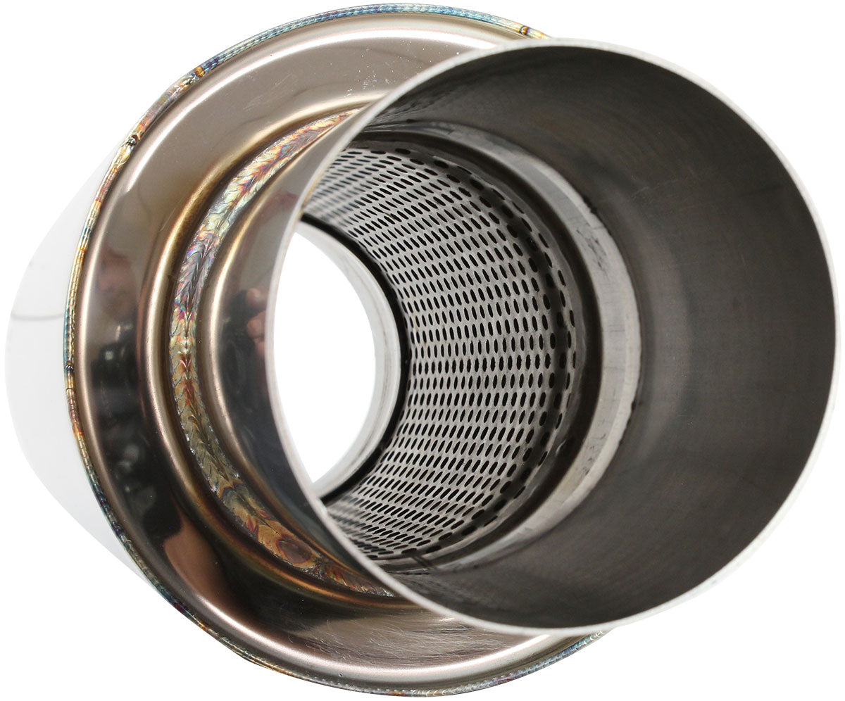 5500 Series Stainless Steel 3-1/2" Round Muffler 3-1/2" Inlet, 18" Length, 6" Diameter, 5" Tip
