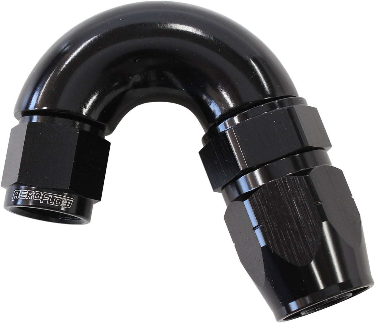 550 Series Cutter Style One Piece Swivel 150° Stepped Hose End -6AN to -8 Hose Black Finish. Suits 100 & 450 Series Hose