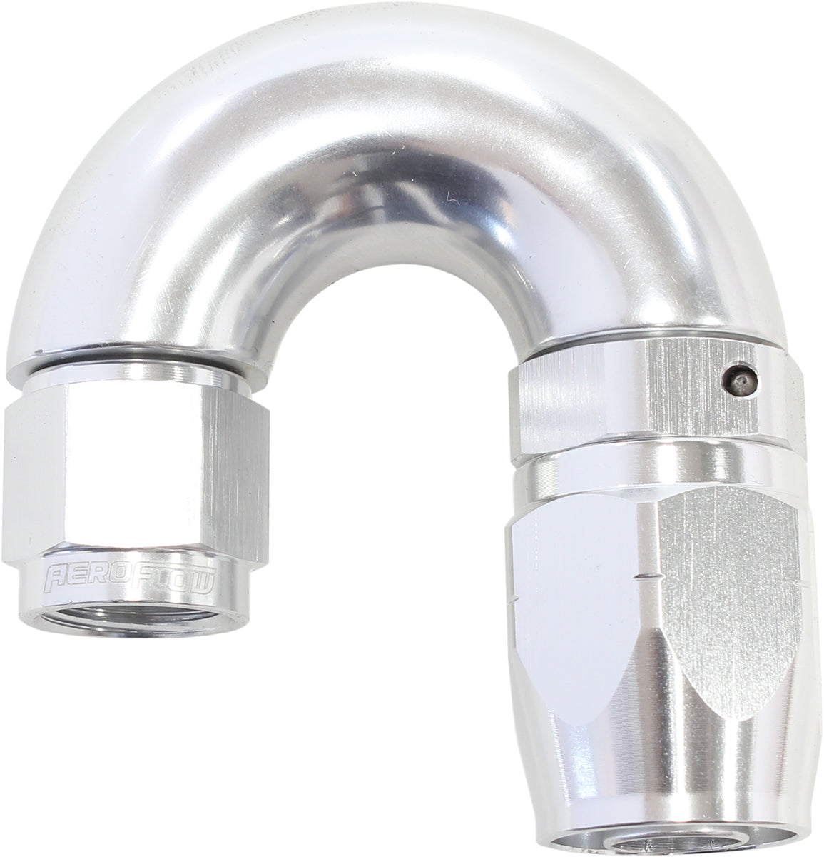 550 Series Cutter Style One Piece Swivel 180° Stepped Hose End -6AN to -8 Hose Silver Finish. Suits 100 & 450 Series Hose