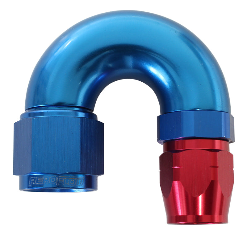 550 Series Cutter Style One Piece Swivel 180° Stepped Hose End -12AN to -16 Hose Blue/Red Finish. Suits 100 & 450 Series Hose