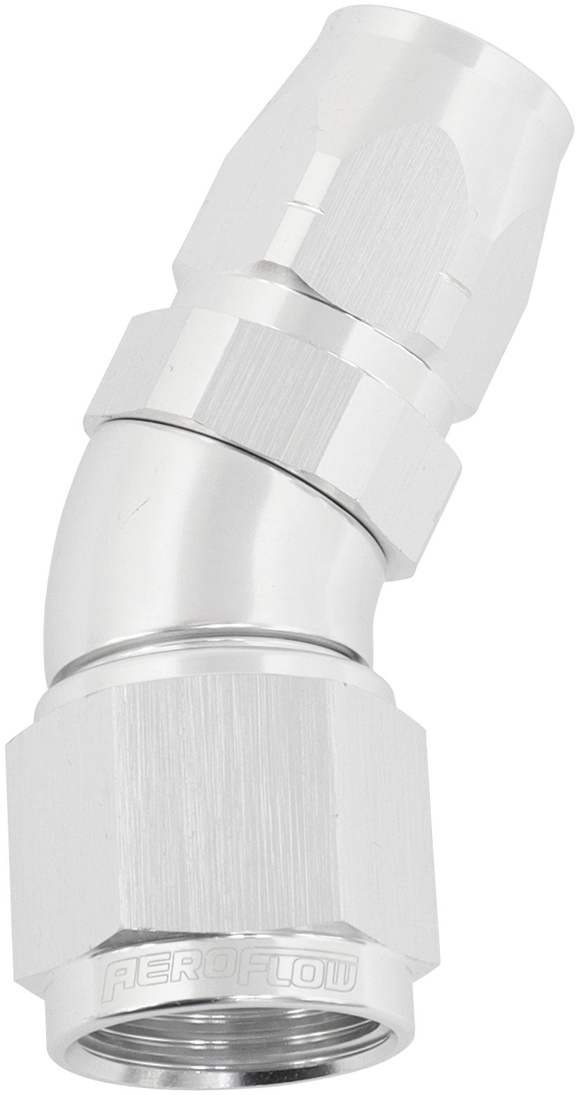 550 Series Cutter Style One Piece Swivel 30° Stepped Hose End -8AN to -6 Hose Silver Finish. Suits 100 & 450 Series Hose