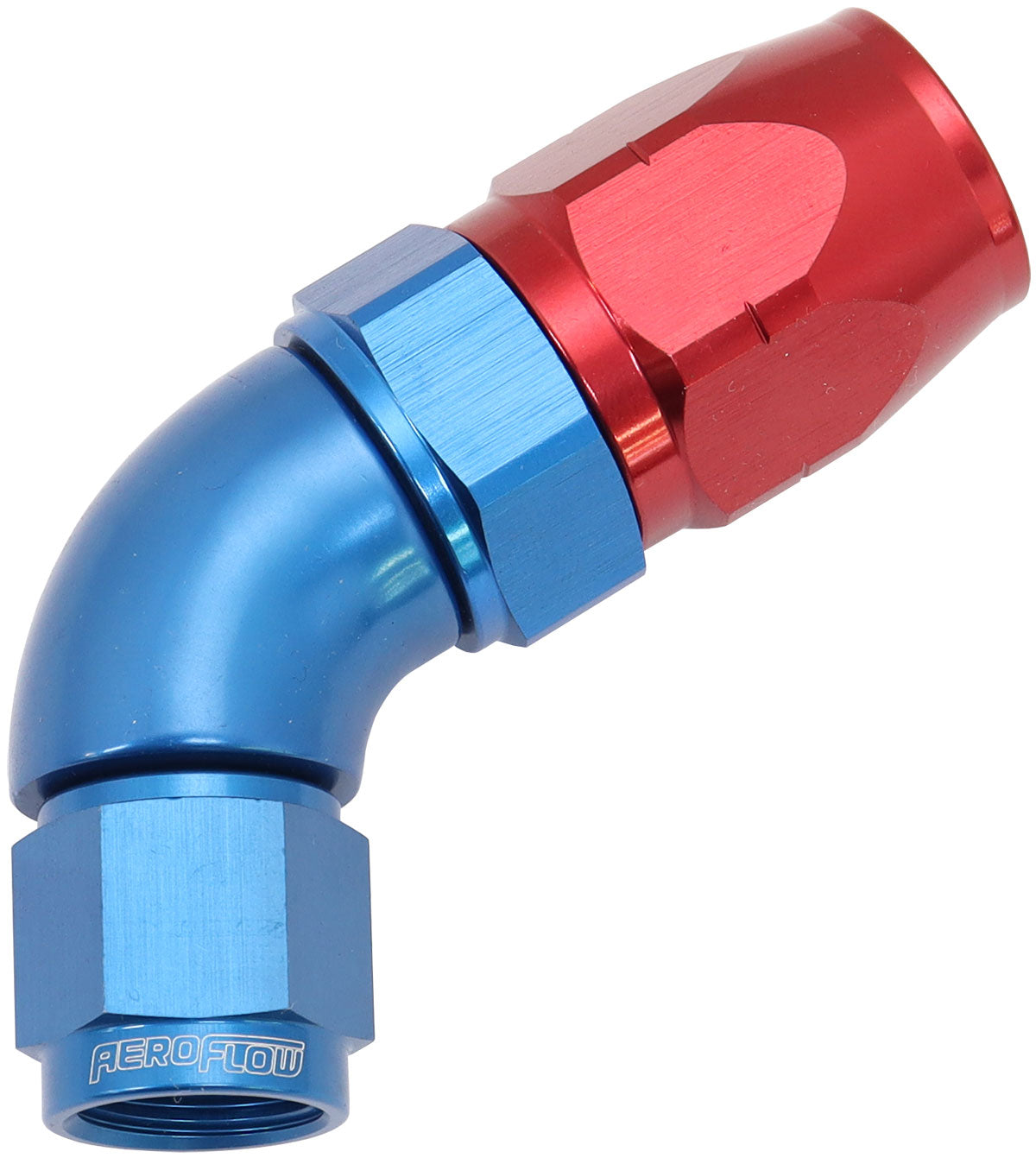 550 Series Cutter Style One Piece Swivel 60° Stepped Hose End -6AN to -8 Hose Blue/Red Finish. Suits 100 & 450 Series Hose