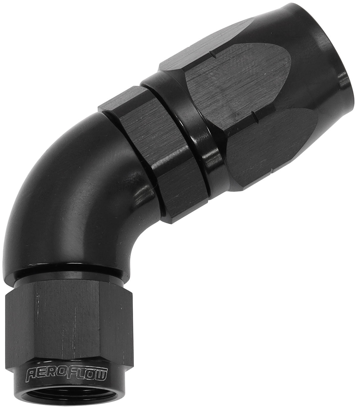 550 Series Cutter Style One Piece Swivel 60° Stepped Hose End -6AN to -8 Hose Black Finish. Suits 100 & 450 Series Hose