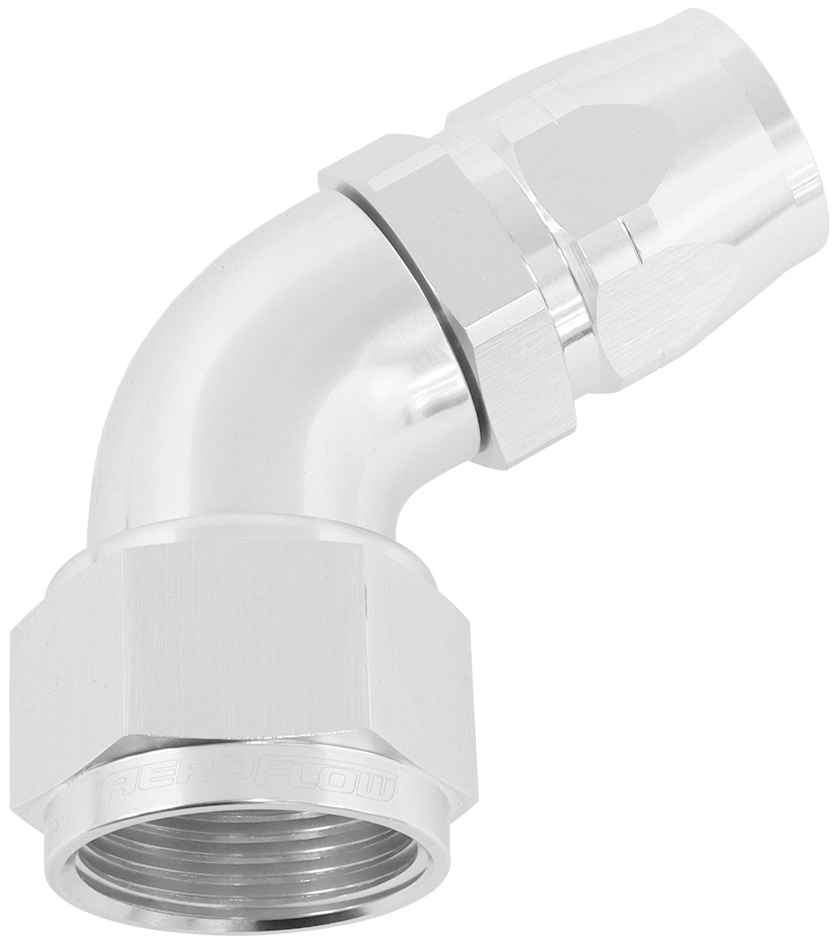 550 Series Cutter Style One Piece Swivel 60° Stepped Hose End -16AN to -12 Hose Silver Finish. Suits 100 & 450 Series Hose