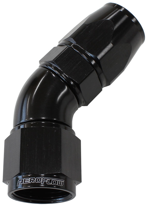 570 Series PTFE 45° Hose End -20AN Black Finish. Suits 200 & 250 Series Hose