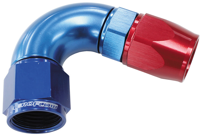 570 Series PTFE 120° Hose End -10AN Blue/Red Finish. Suits 200 & 250 Series Hose