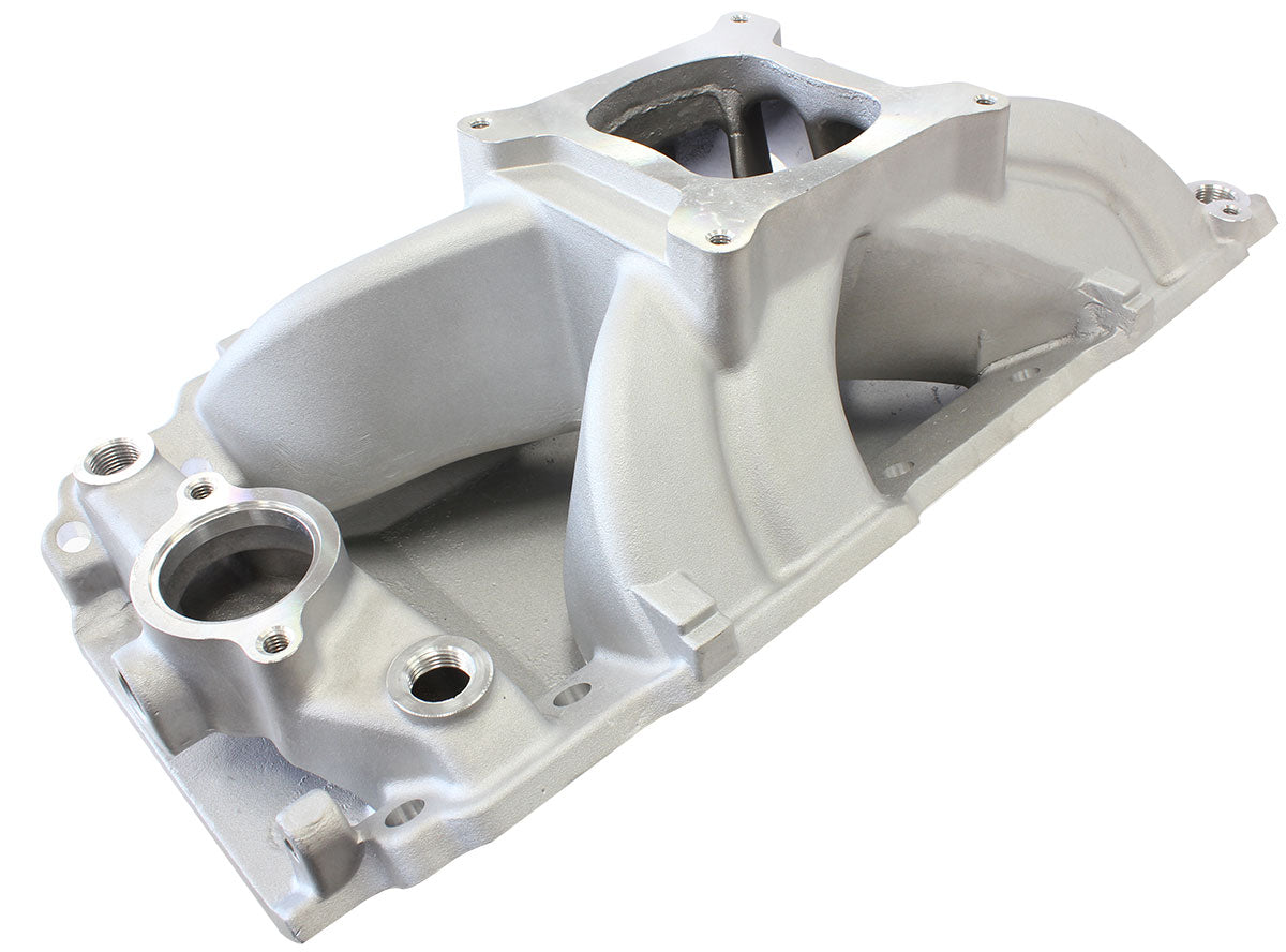 Big Block Chev Hi-Rise Single Plane Intake Manifold, Natural Cast Finish 3500 - 7500 RPM, Square Bore Carburettor Pad, Non-EGR