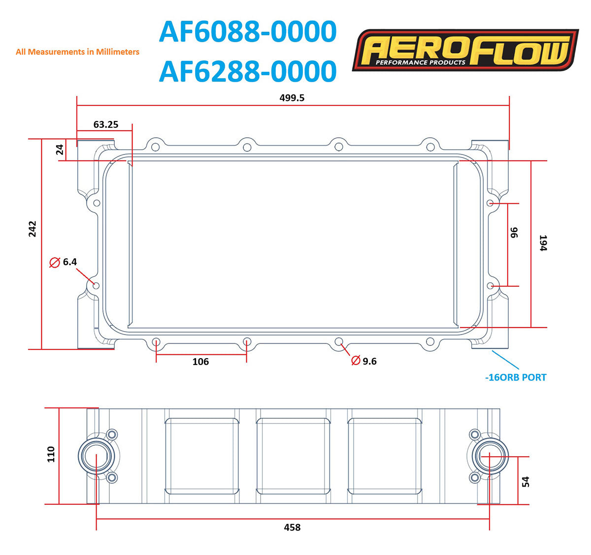 Aeroflow Water to Air Intercooler for Modular Intake Manifold 4-1/4" Tall, Raw CNC Finish