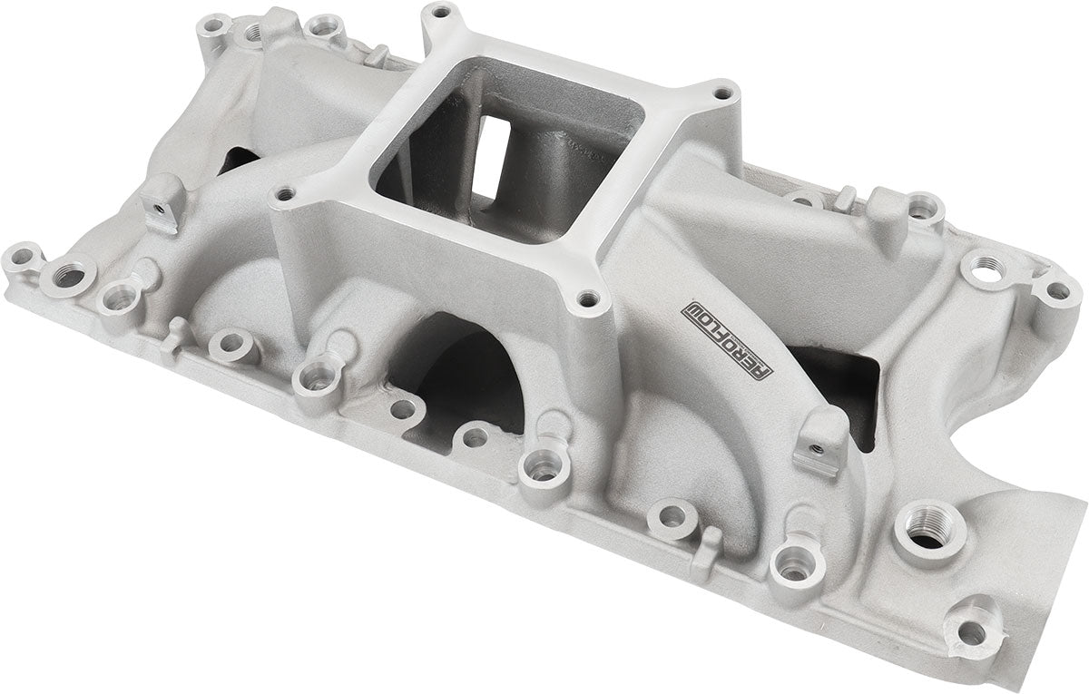 SB Ford 289-302 Windsor EFI Air Gap Single Plane Intake Manifold, Natural Cast Finish 2500 - 7500 RPM, Square Bore Carburettor Pad, Non-EGR
