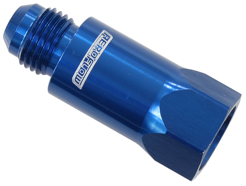 Roll Over Valve -6AN Blue Finish. -6 Female ORB to -6 Male AN