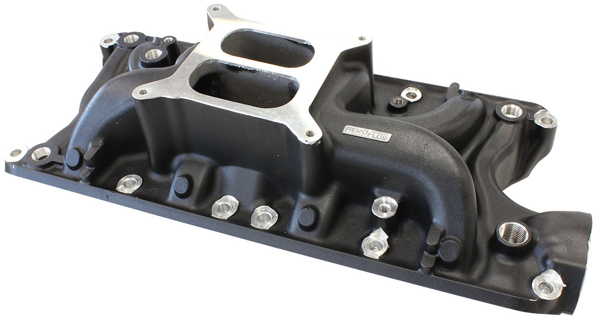 Small Block Ford 289-302 Windsor Street Dual Plane Intake Manifold, Black Finish 1500 - 6500 RPM, Square Bore Carburettor Pad, Non-EGR