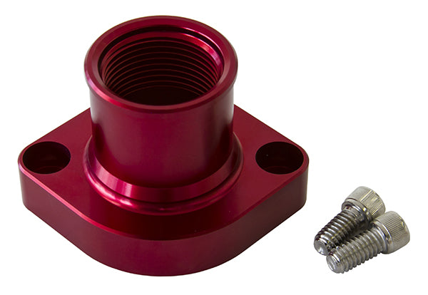 Ford Cleveland Billet Thermostat Housing - Red Suit Ford 302-351C in Straight up Position