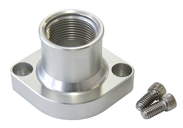 Ford Cleveland Billet Thermostat Housing - Silver Suit Ford 302-351C in Straight up Position