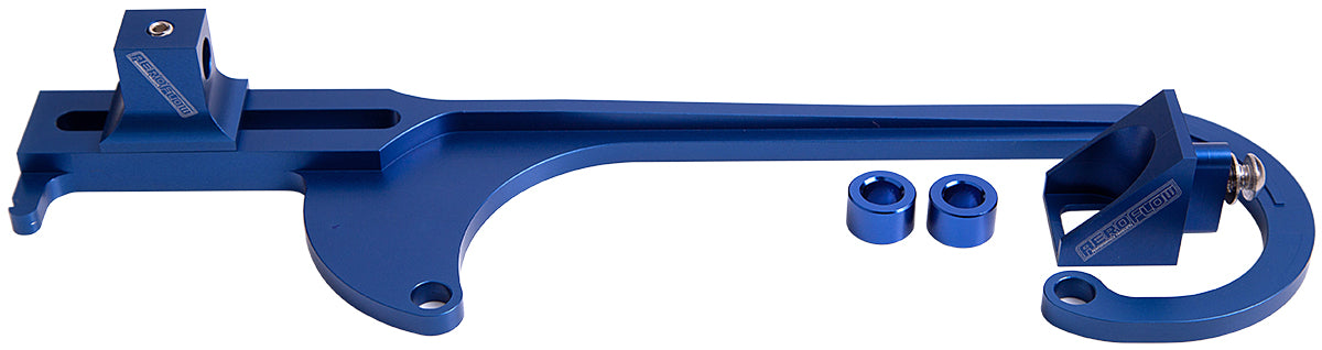 Billet Throttle Cable Bracket 4150 Style Blue Finish Return spring bracket sold separately part number AF64-2031